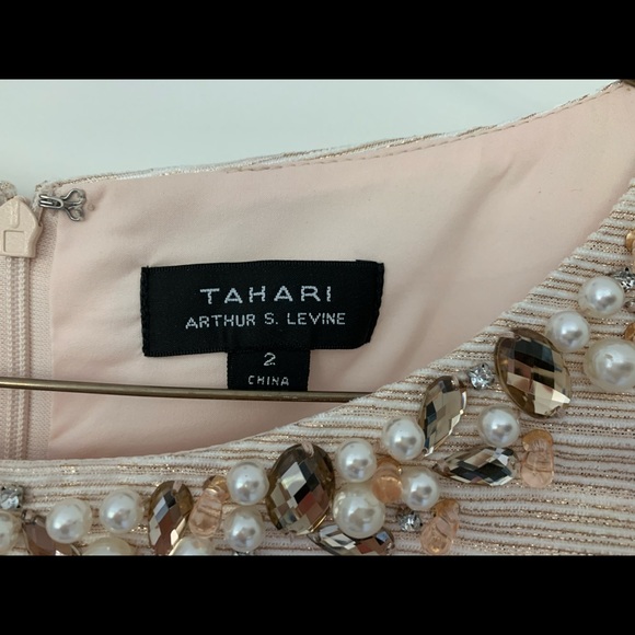 Tahari by ASL Metallic Brocade Pleated Dress - Picture 5 of 10